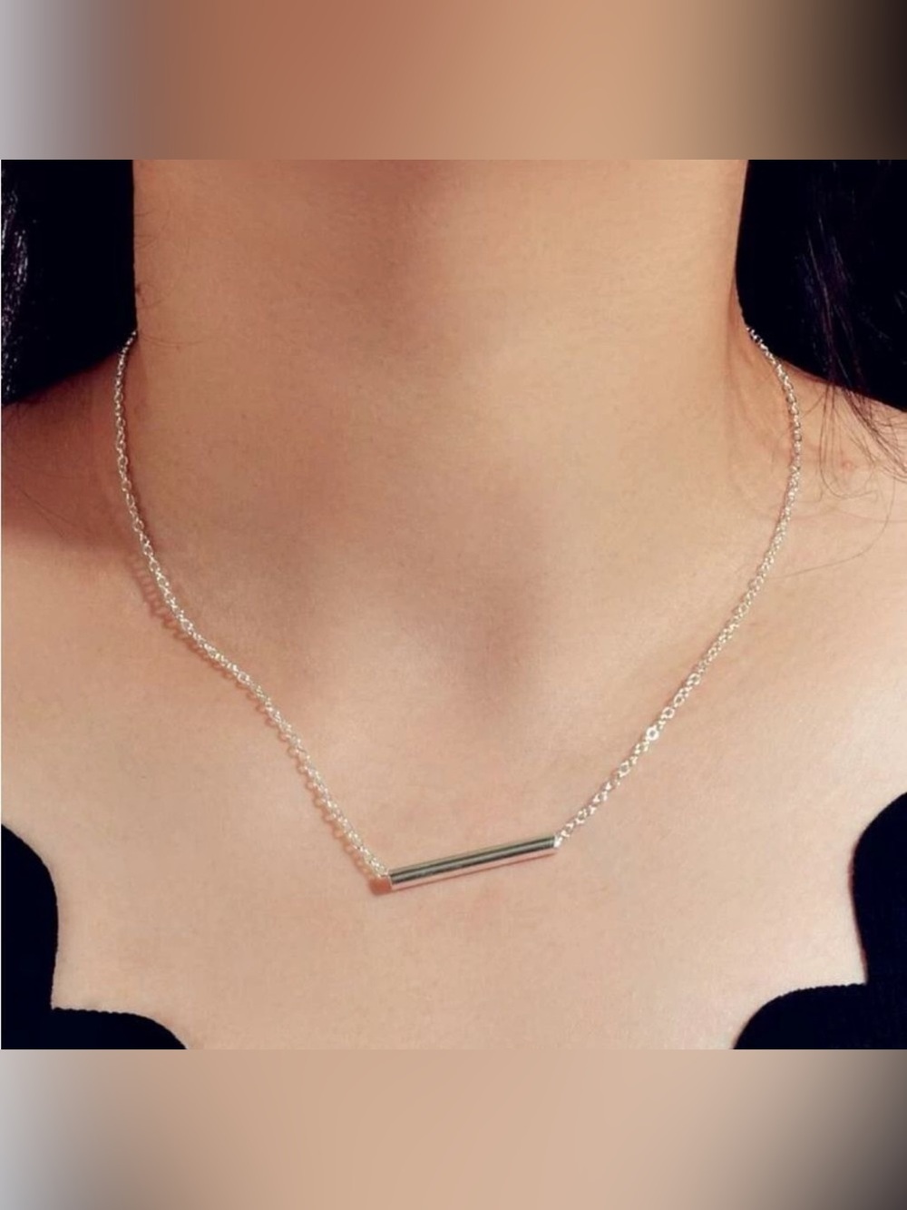 Silver Bar Chain Necklace